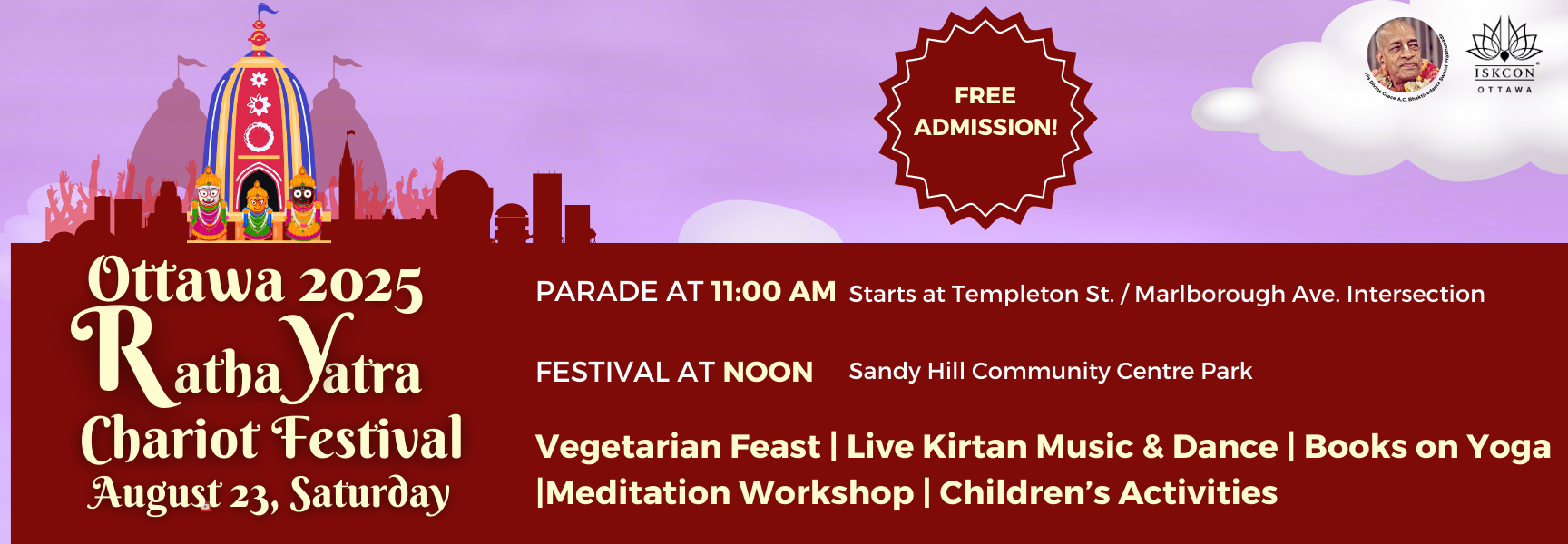 2025 Iskcon Ottawa Ratha Yatra Large Poster (1728 x 600 px)